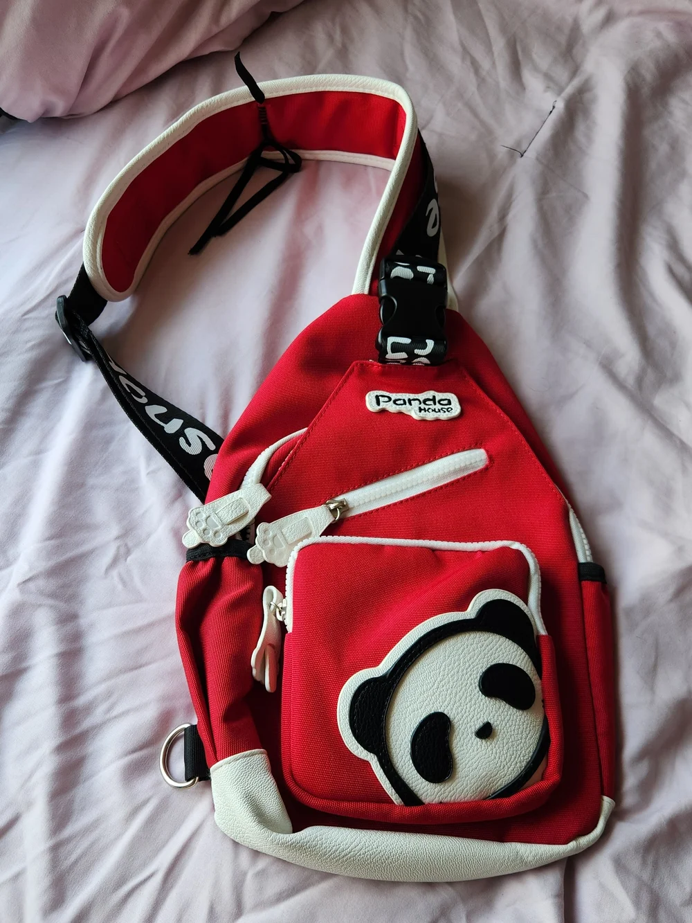 RARE Panda House Red Crossbody Sling Bag